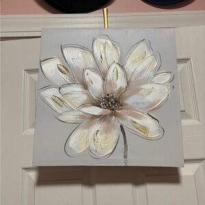 Floral Canvas Wall Art in Cream and Gold